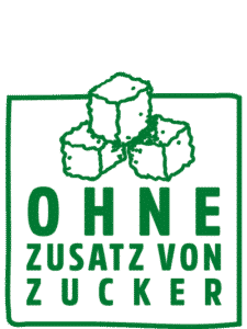 Ein Icon "ohne Zusatz von Zucker" mit illustrierten Zuckerwürfeln