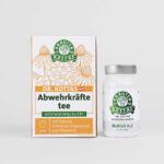 Eine Packung DR. KOTTAS Abwehrkräftetee und eine Dose der Reinsubstanz DR. KOTTAS MultiVit A-Z mit Ginseng.