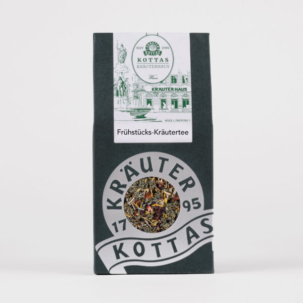 Der Frühstückstee aus dem KOTTAS Kräuterhaus sorgt für Frische in der Früh durch minzig-frischen Geschmack.