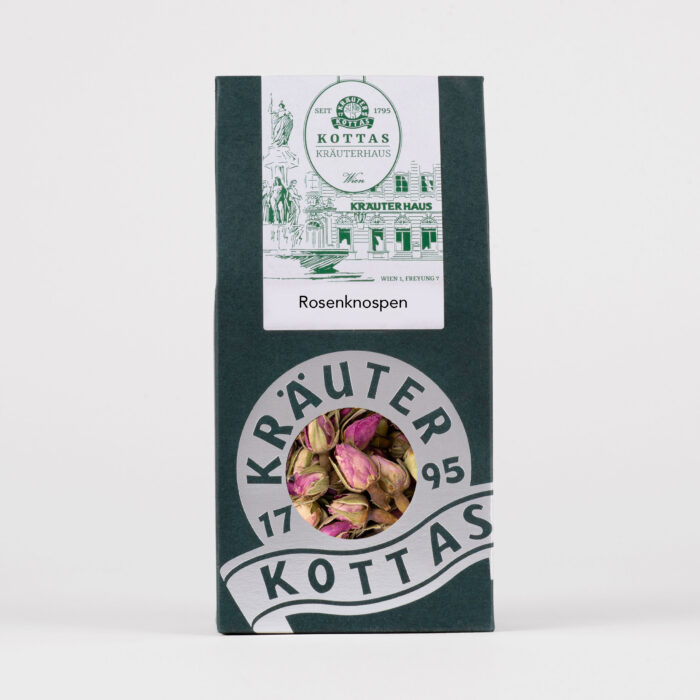 KOTTAS Rosebuds in green packaging with a clear view of the dried flowers peeking through.