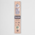 Eine Packung Sagrada Madre Räucherstäbchen mit Yagra in brauner und nachhaltiger Verpackung mit silber glänzenden Verzierungen.