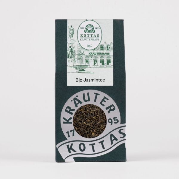 Dunkelgrüne KOTTAS Kräuterhaus Teepackung mit grünem Jasmintee in Bioqualität
