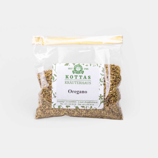 Transparente Packung mit KOTTAS Kräuterhaus Oregano Gewürz.