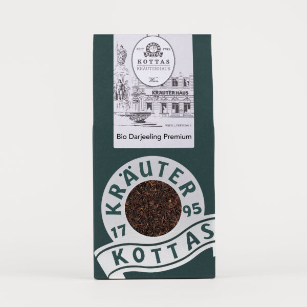 Grüne Packung KOTTAS Kräuterhaus Bio-Darjeeling Premium Schwarztee