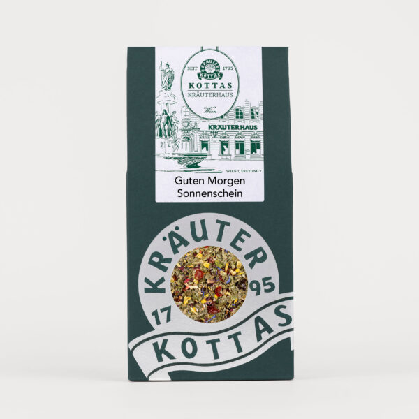 Grüne Packung KOTTAS Kräuterhaus Guten Morgen Sonnenschein Kräutertee