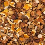 Nahaufnahme Früchte-Gewürzteemischung Frohe Weihnacht