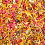 Nahaufnahme getrockneter Kräuter des Herbsttees