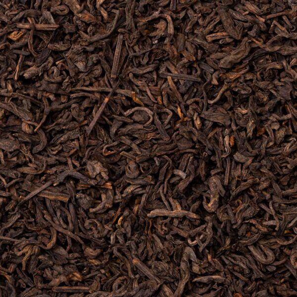 Nahaufnahme des getrockneten Bio-Pu-Erh-Tee