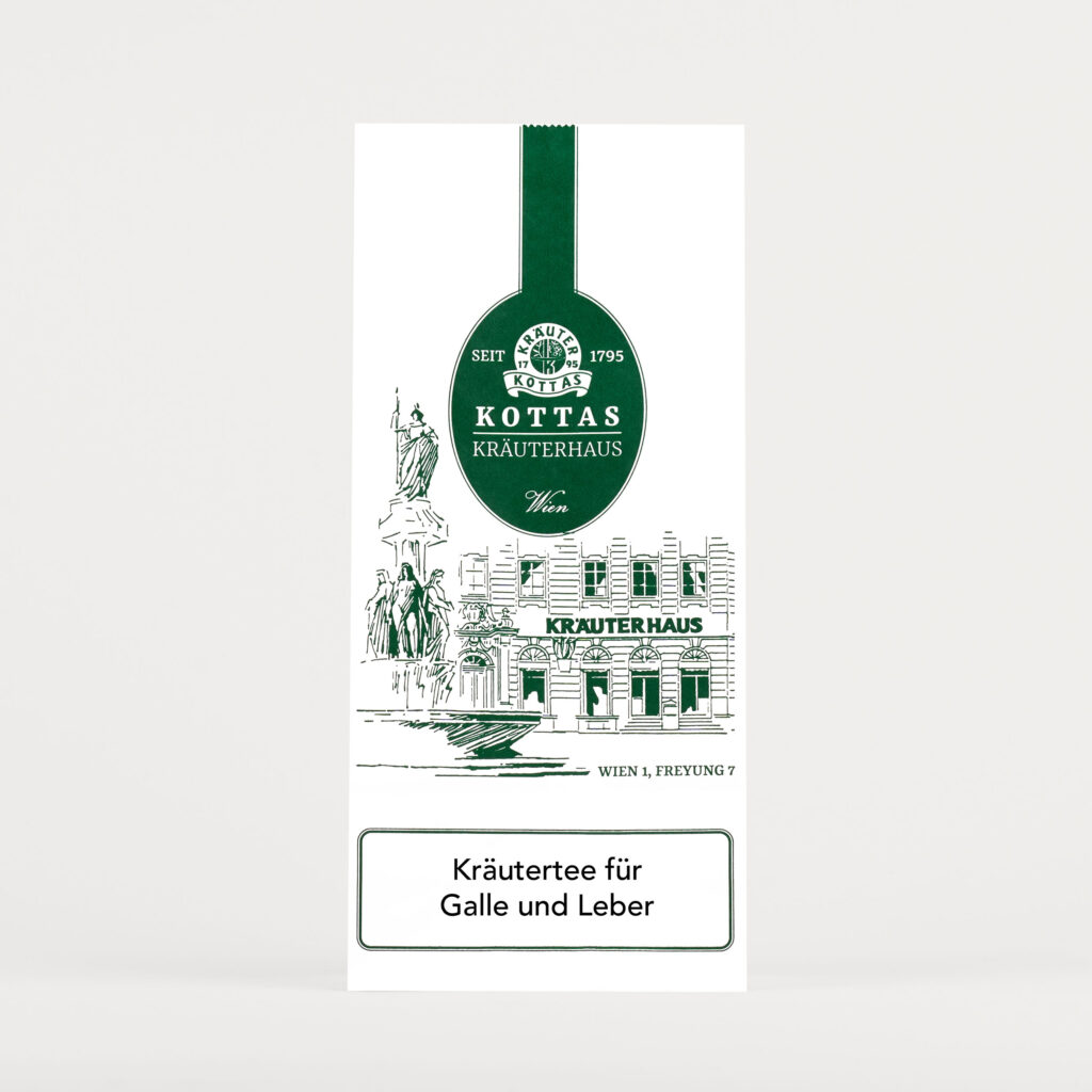 Weiße Packung KOTTAS Kräuterhaus Kräutertee für Galle und Leber