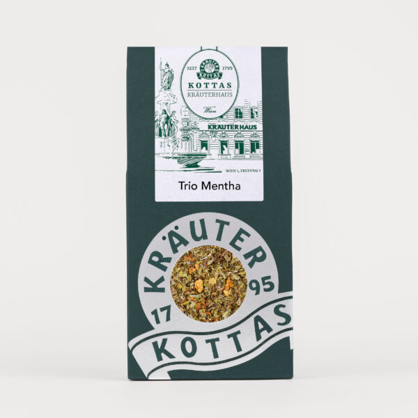 Grüne Packung KOTTAS Kräuterhaus Trio Mentha Kräutertee