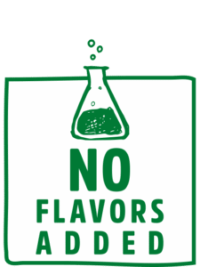 An icon ‘without added flavorings’ featuring an illustrated laboratory flask.