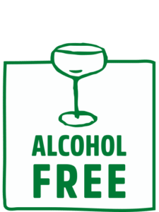 Icon ‘alcohol-free’ with wine glass illustration