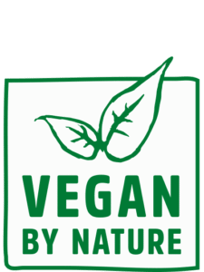 ‘Vegan by nature’ icon with illustrated leaves