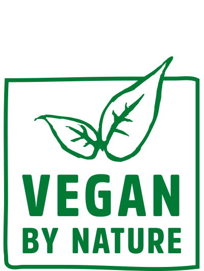 ‘Vegan by nature’ icon with illustrated leaves